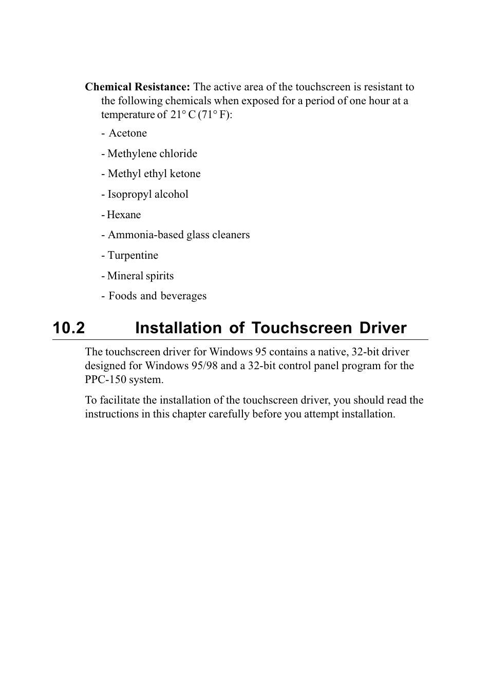 2 installation of touchscreen drivers, 2 installation of touchscreen driver | Advantech PENTIUM PPC-150 User Manual | Page 139 / 192