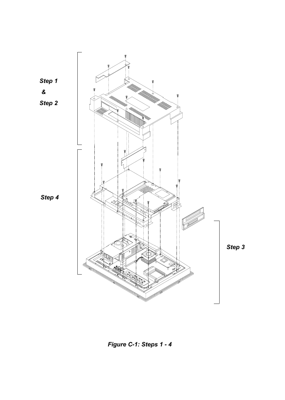 Figure c-1: steps 1-4 | Advantech PENTIUM PPC-150 User Manual | Page 163 / 192