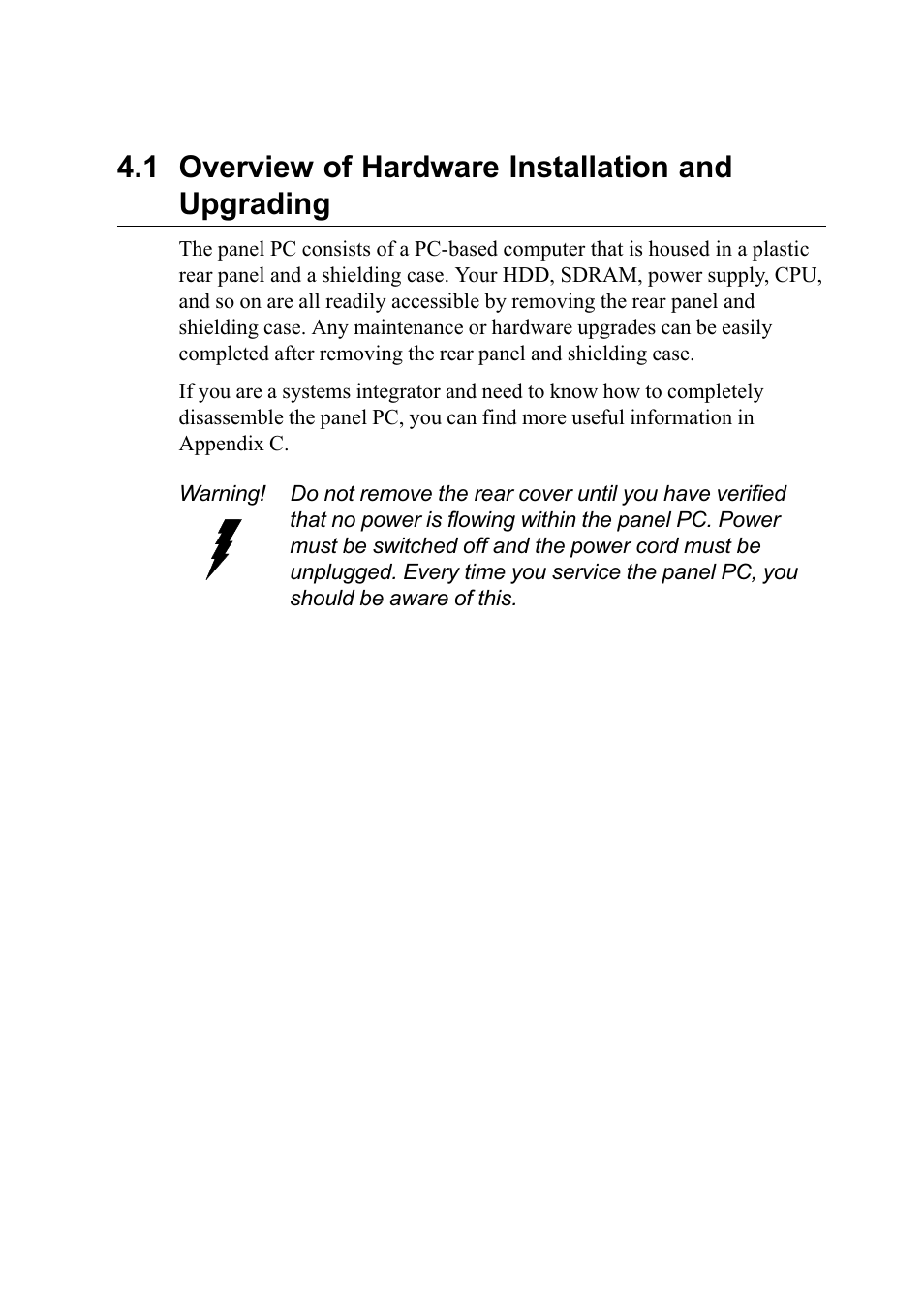 1 overview of hardware installation and upgrading | Advantech PENTIUM PPC-150 User Manual | Page 50 / 192