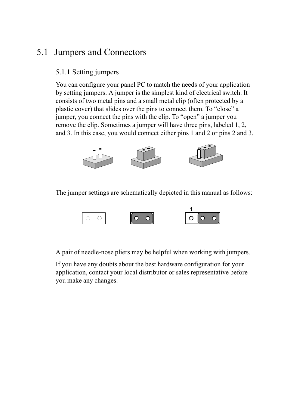 1 jumpers and connectors, 1 setting jumpers | Advantech PENTIUM PPC-150 User Manual | Page 60 / 192