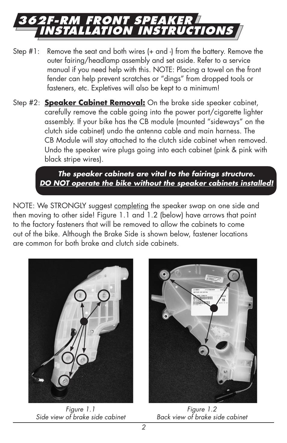 362f-rm front speaker installation instructions | Hogtunes REV 200SG Kit-RM : 2 Channel Amp / Speakers (2014 - model year) User Manual | Page 4 / 12