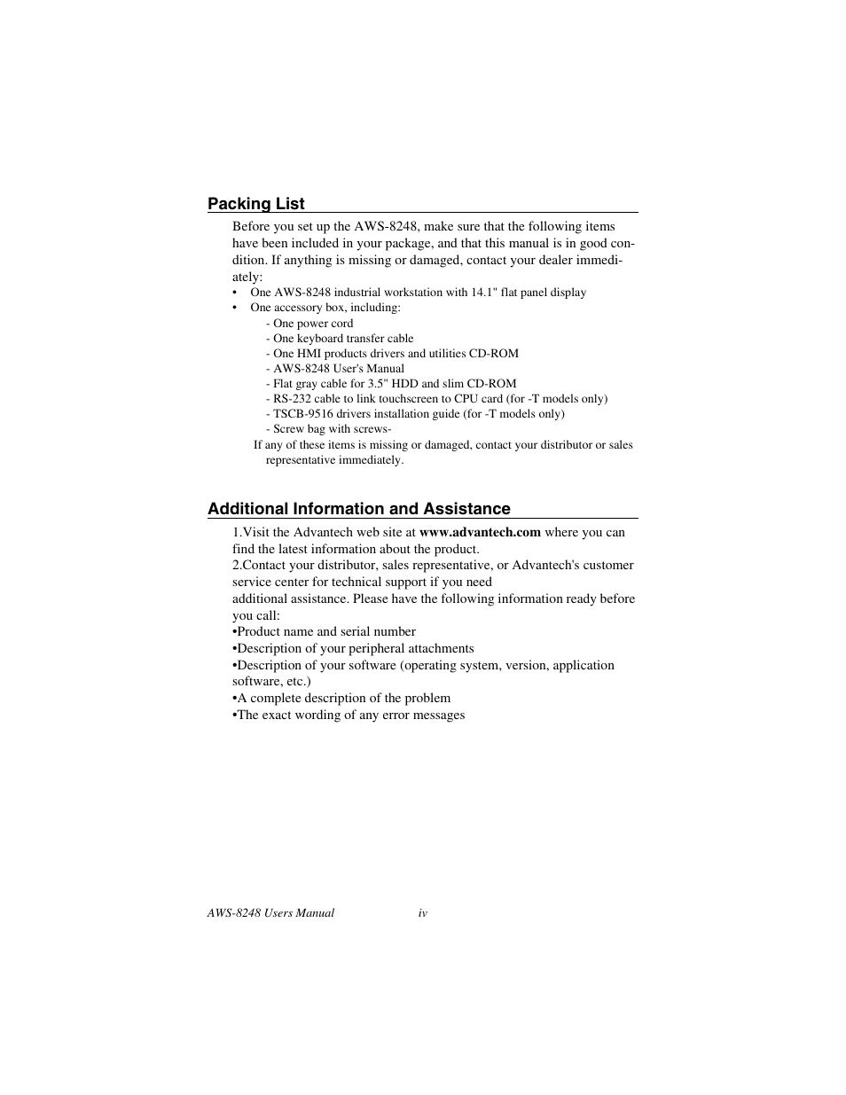 Advantech AWS-8248 User Manual | Page 4 / 66