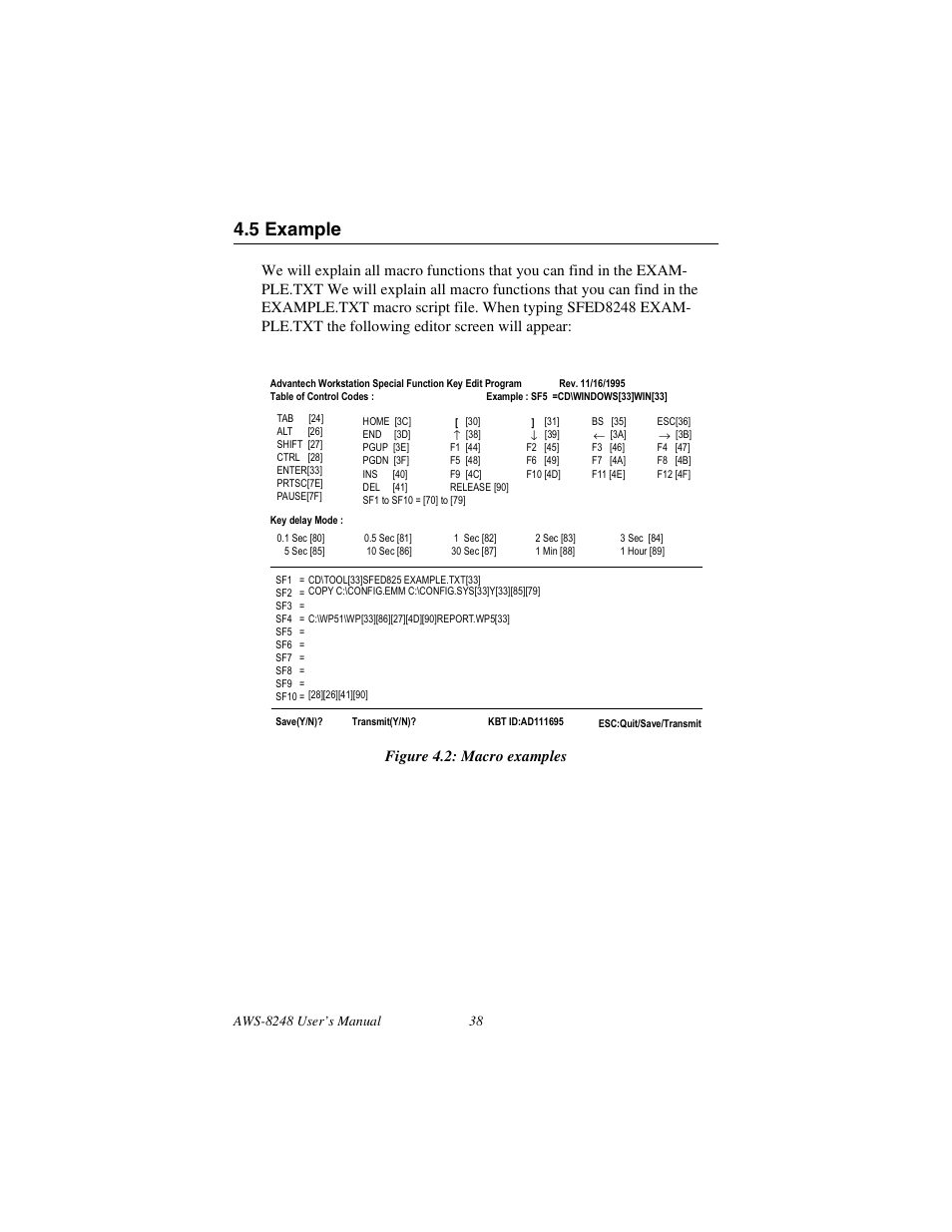5 example, Figure 4.2: macro examples, Example | Advantech AWS-8248 User Manual | Page 46 / 66