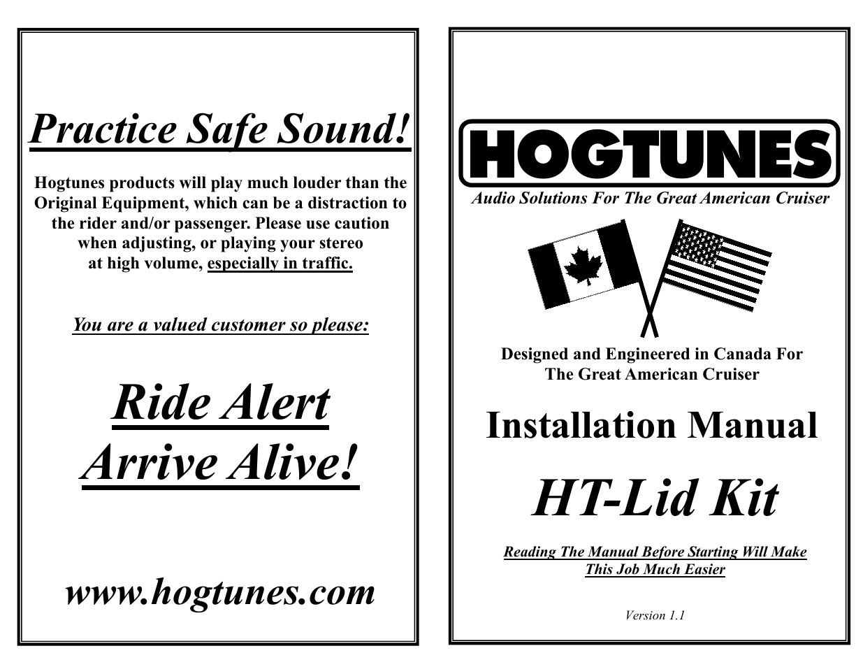 Hogtunes HT- Lid : Saddle Bag Lids without Speakers User Manual | 4 pages