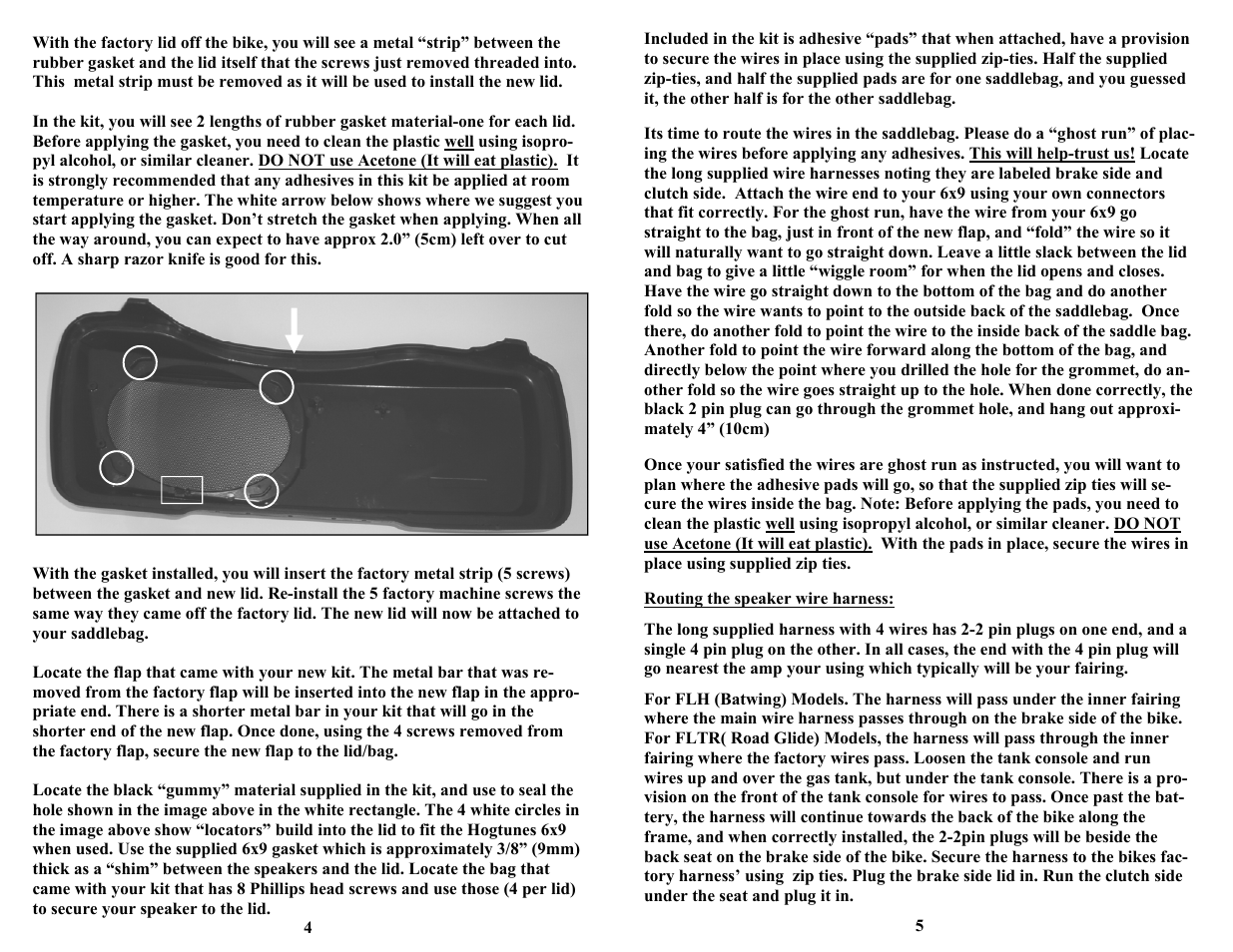 Hogtunes HT- Lid : Saddle Bag Lids without Speakers User Manual | Page 4 / 4