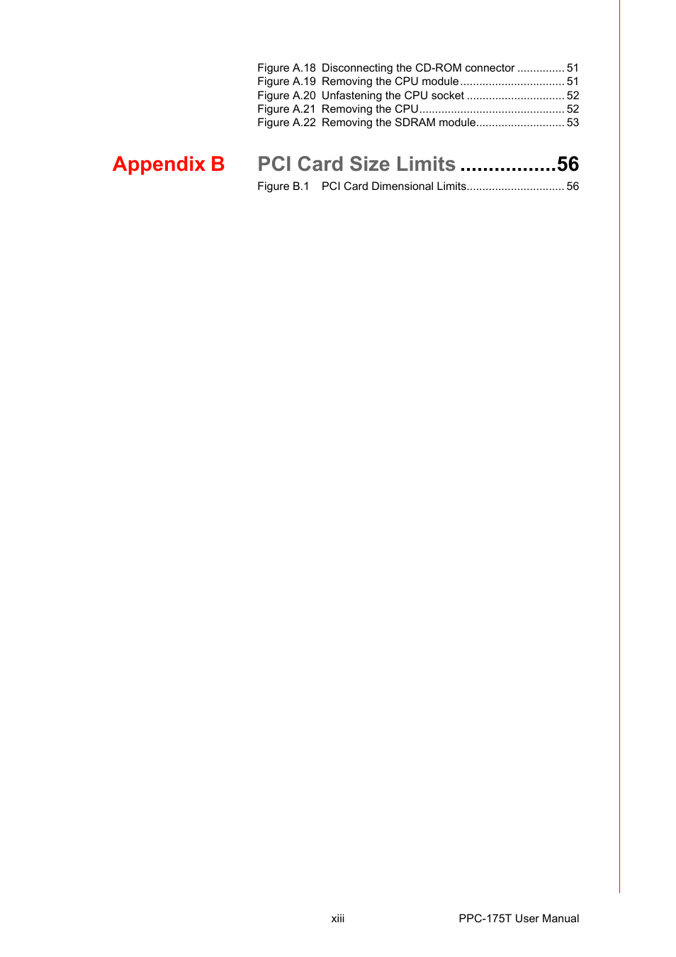 Appendix b pci card size limits | Advantech PPC-175T User Manual | Page 13 / 72