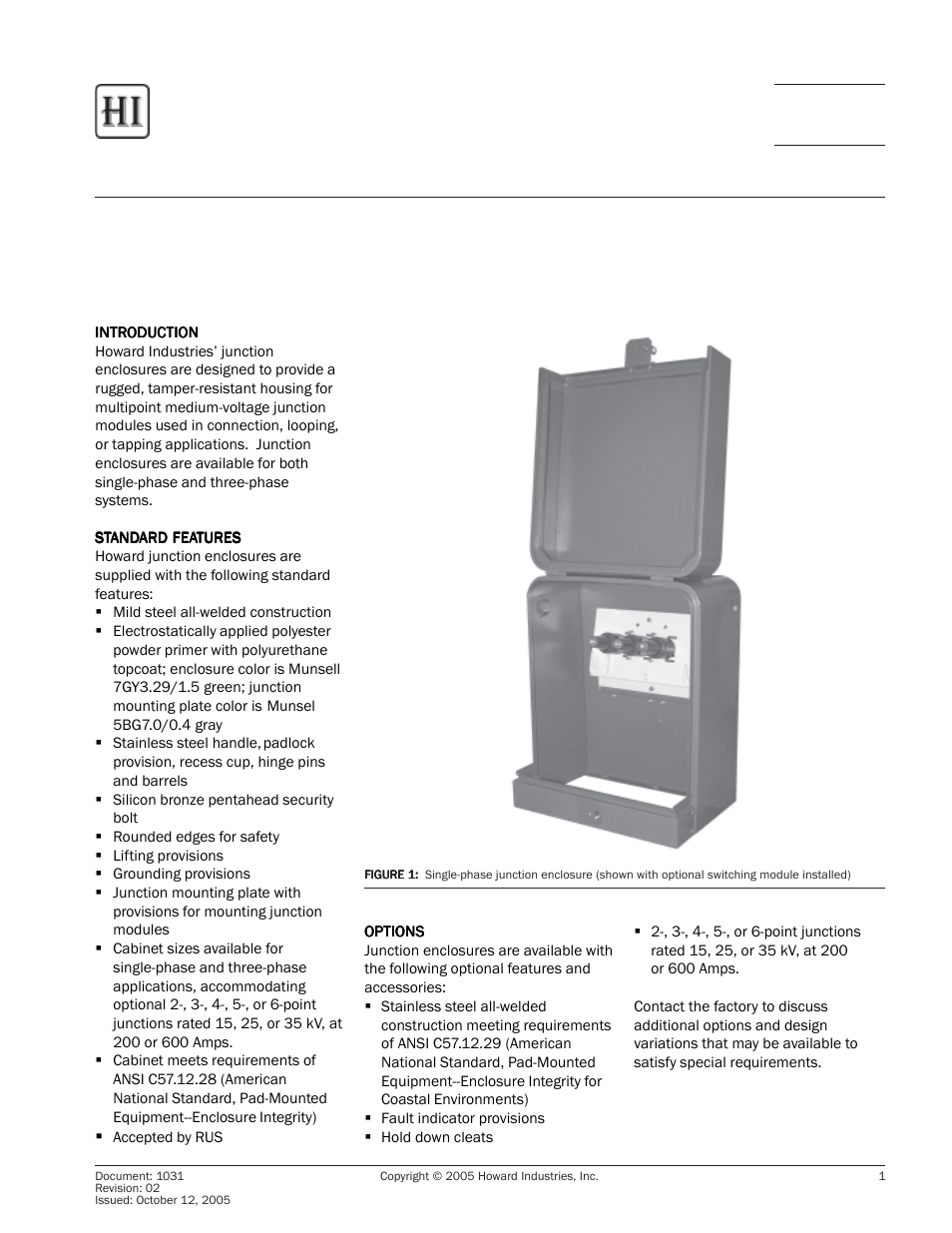 Howard Junction Enclosures User Manual | 4 pages