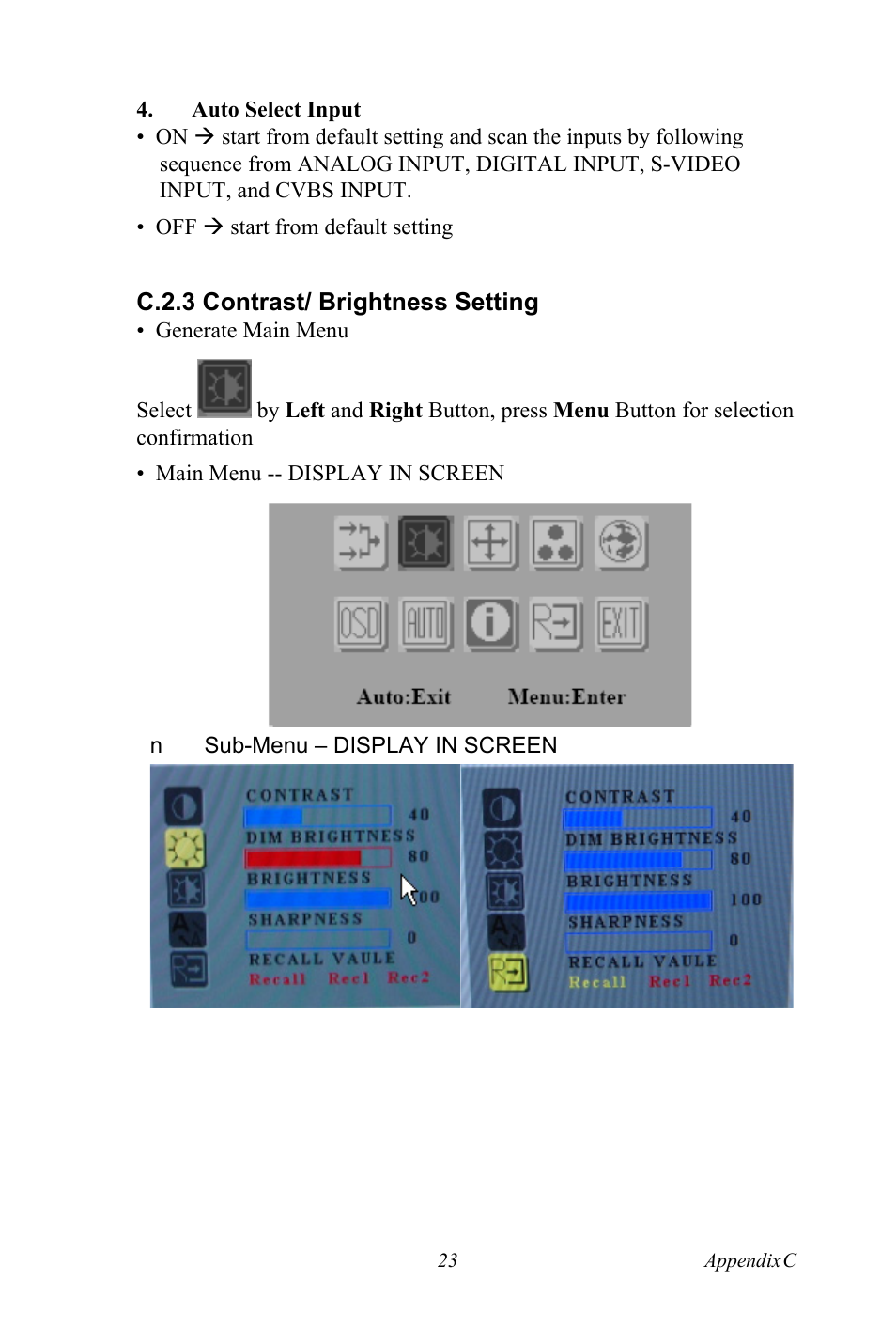 C.2.3 contrast/ brightness setting | Advantech FPM-3150G User Manual | Page 33 / 46