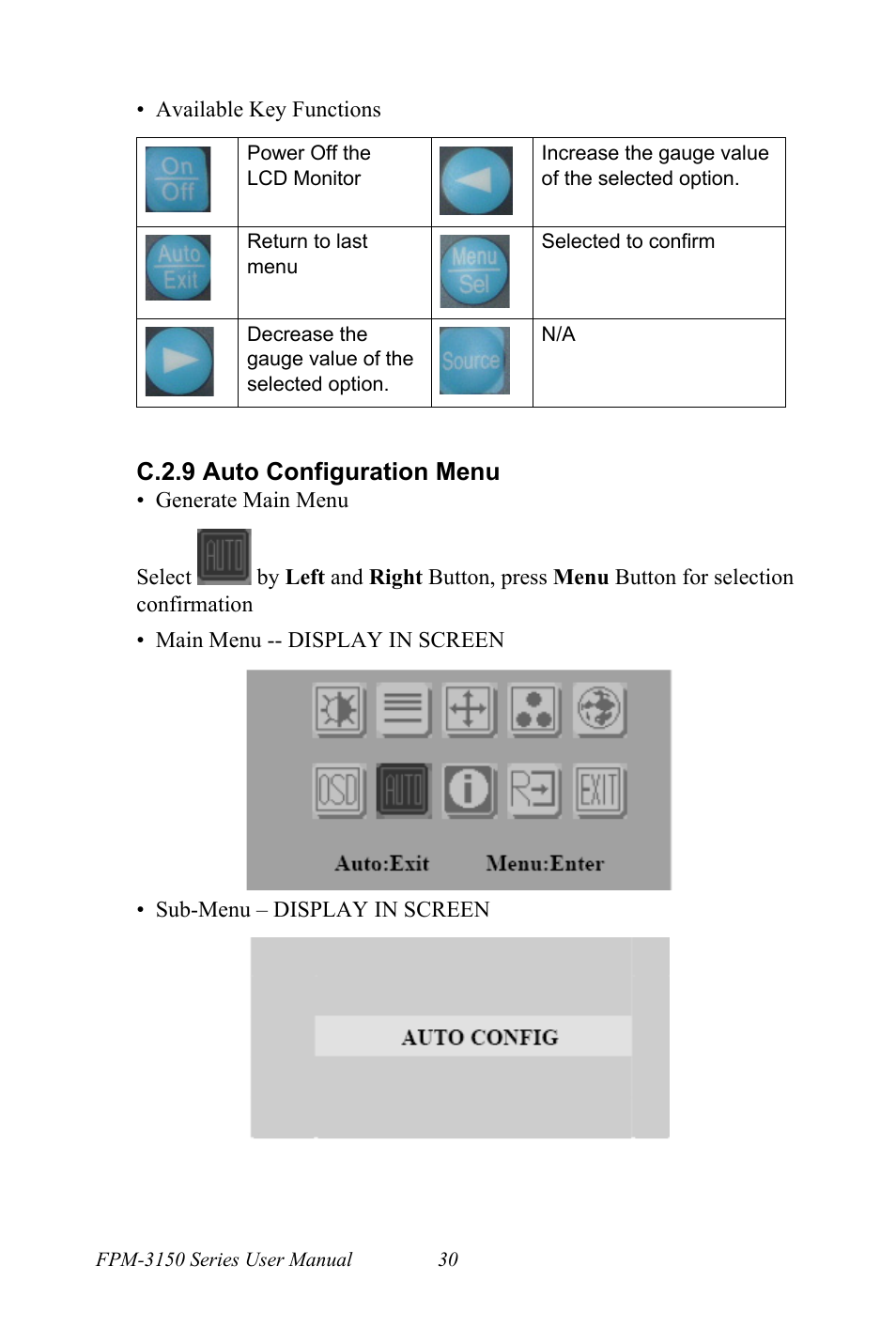 C.2.9 auto configuration menu | Advantech FPM-3150G User Manual | Page 40 / 46