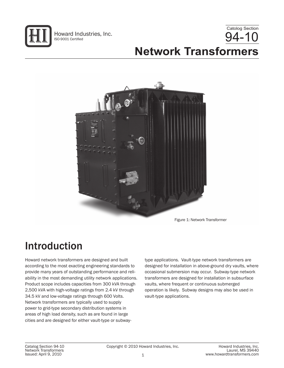Howard Network Transformers User Manual | 8 pages