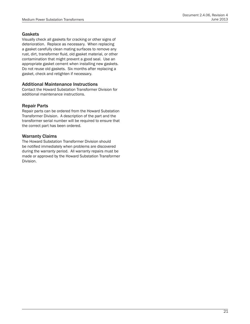 Howard Medium Power Substation User Manual | Page 21 / 24