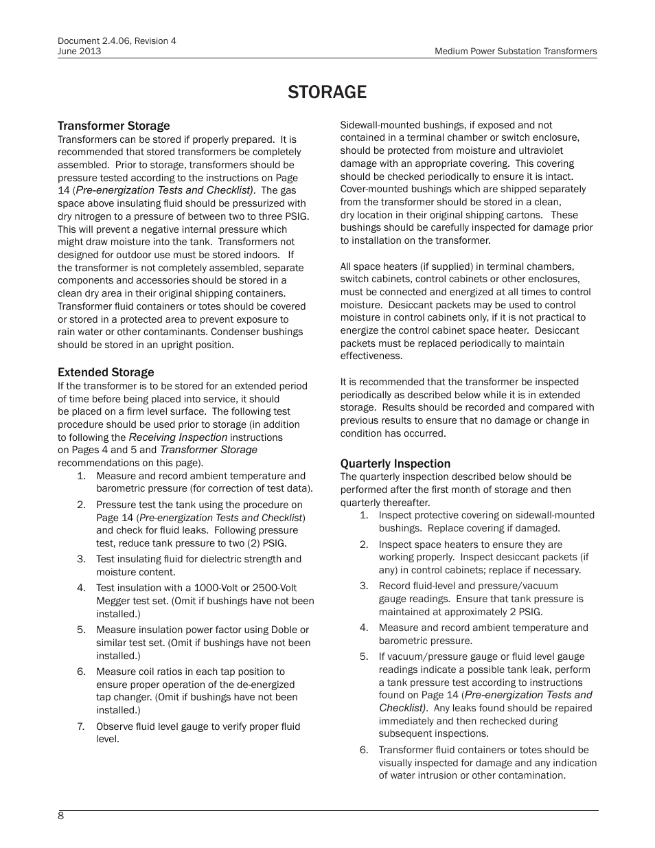 Storage | Howard Medium Power Substation User Manual | Page 8 / 24