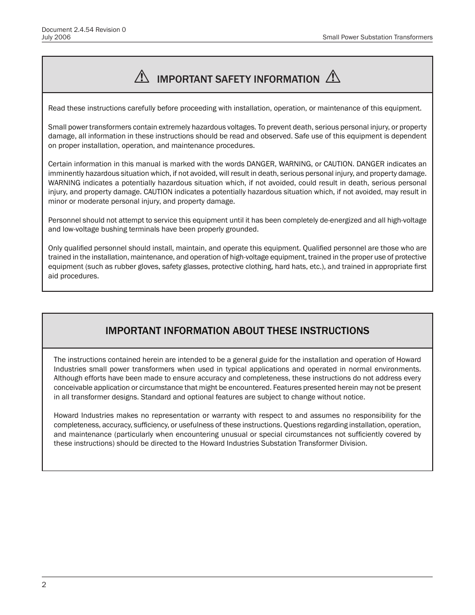 Important safety information, Important information about these instructions | Howard Small Power User Manual | Page 2 / 18