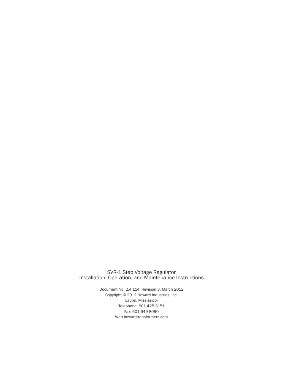 Howard SVR1 Regulator User Manual | Page 18 / 18