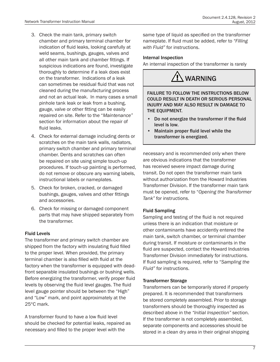 Warning | Howard HI-110 Network Transformer User Manual | Page 7 / 28