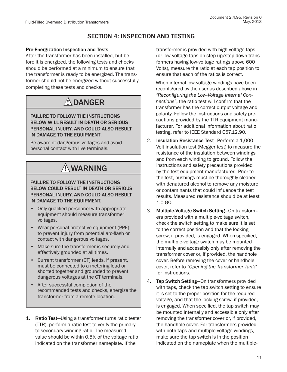 Danger, Warning | Howard HI-102 Overhead Transformer User Manual | Page 11 / 32