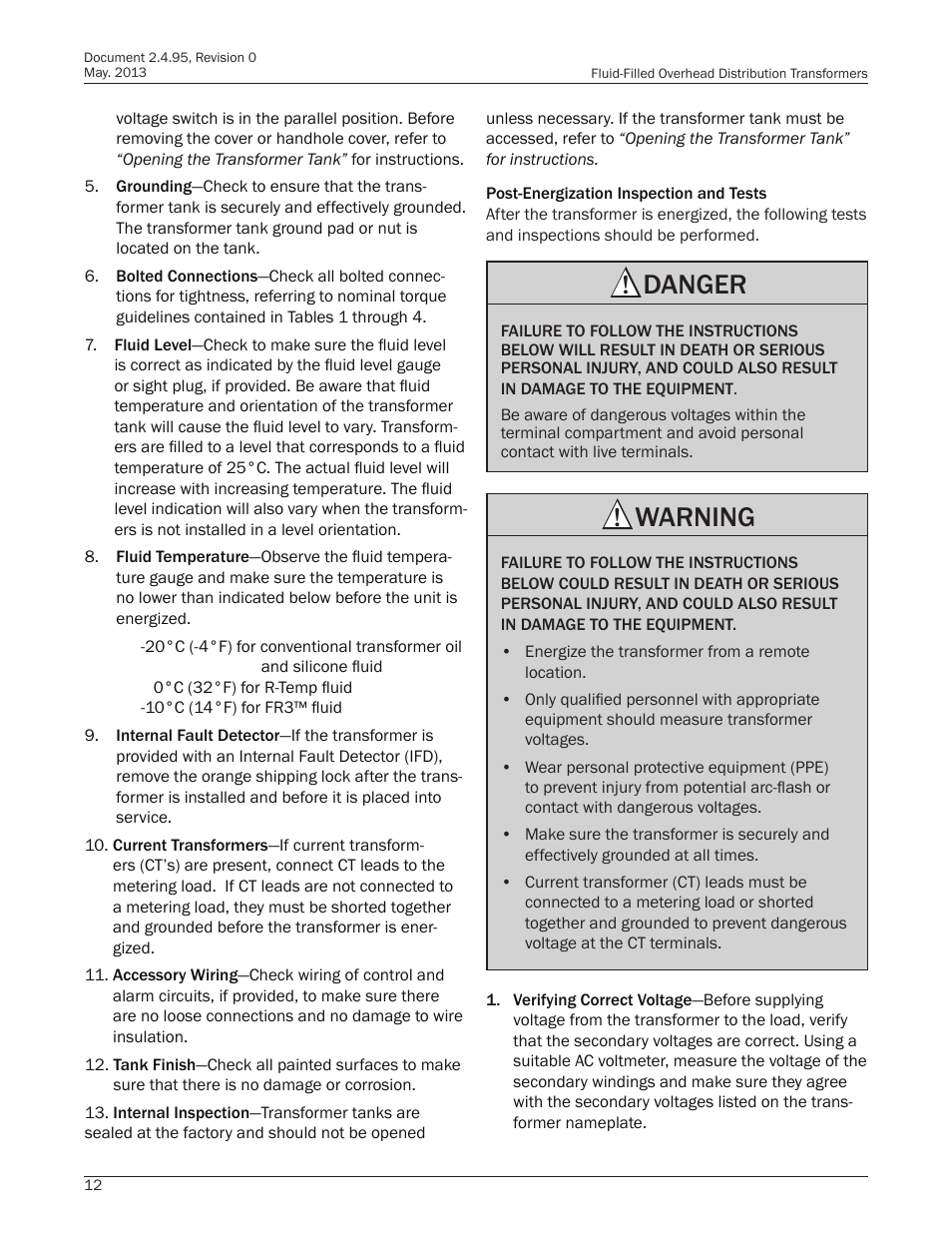 Danger, Warning | Howard HI-102 Overhead Transformer User Manual | Page 12 / 32