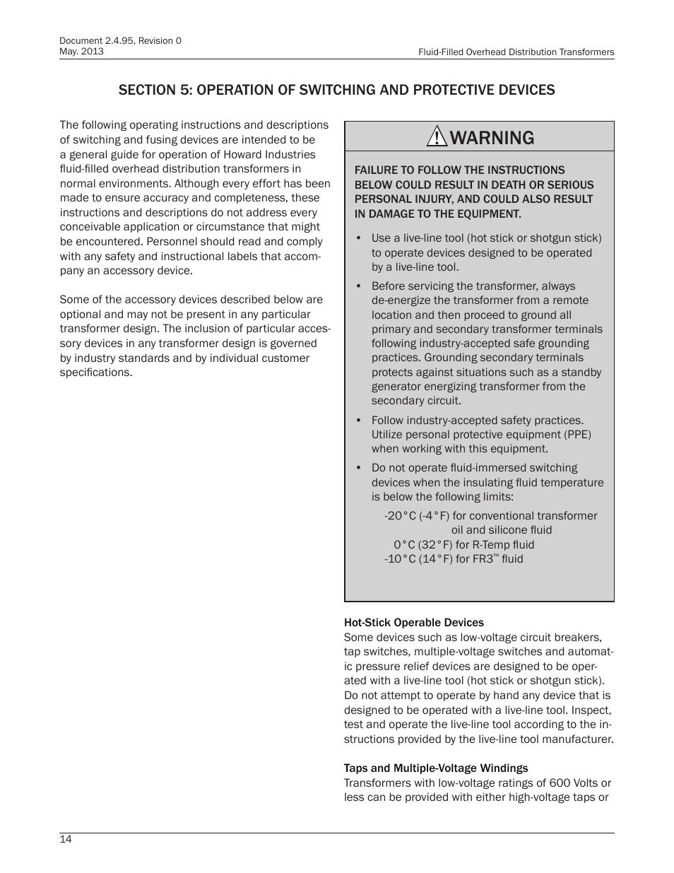 Warning | Howard HI-102 Overhead Transformer User Manual | Page 14 / 32