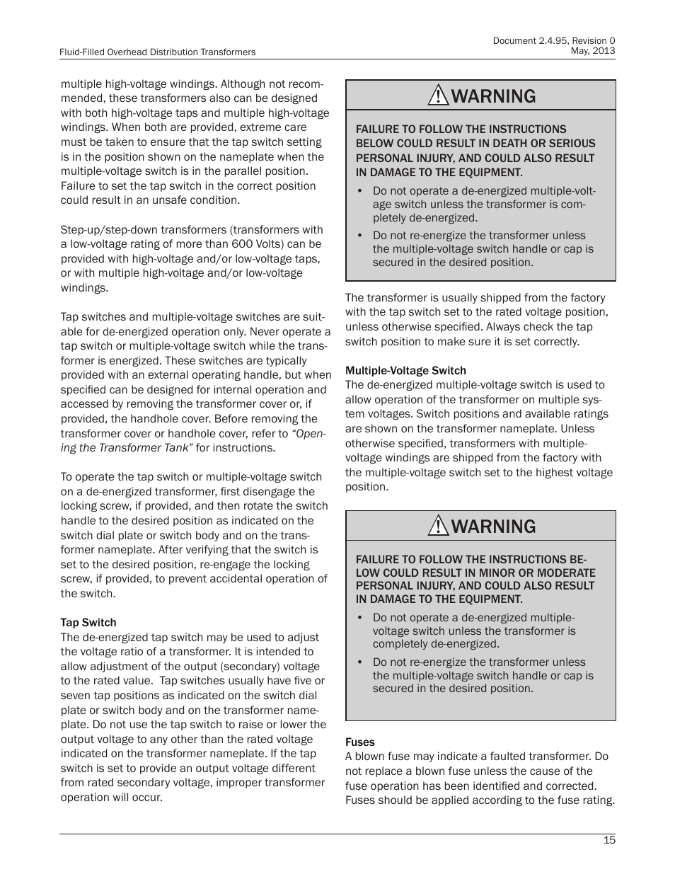 Warning | Howard HI-102 Overhead Transformer User Manual | Page 15 / 32