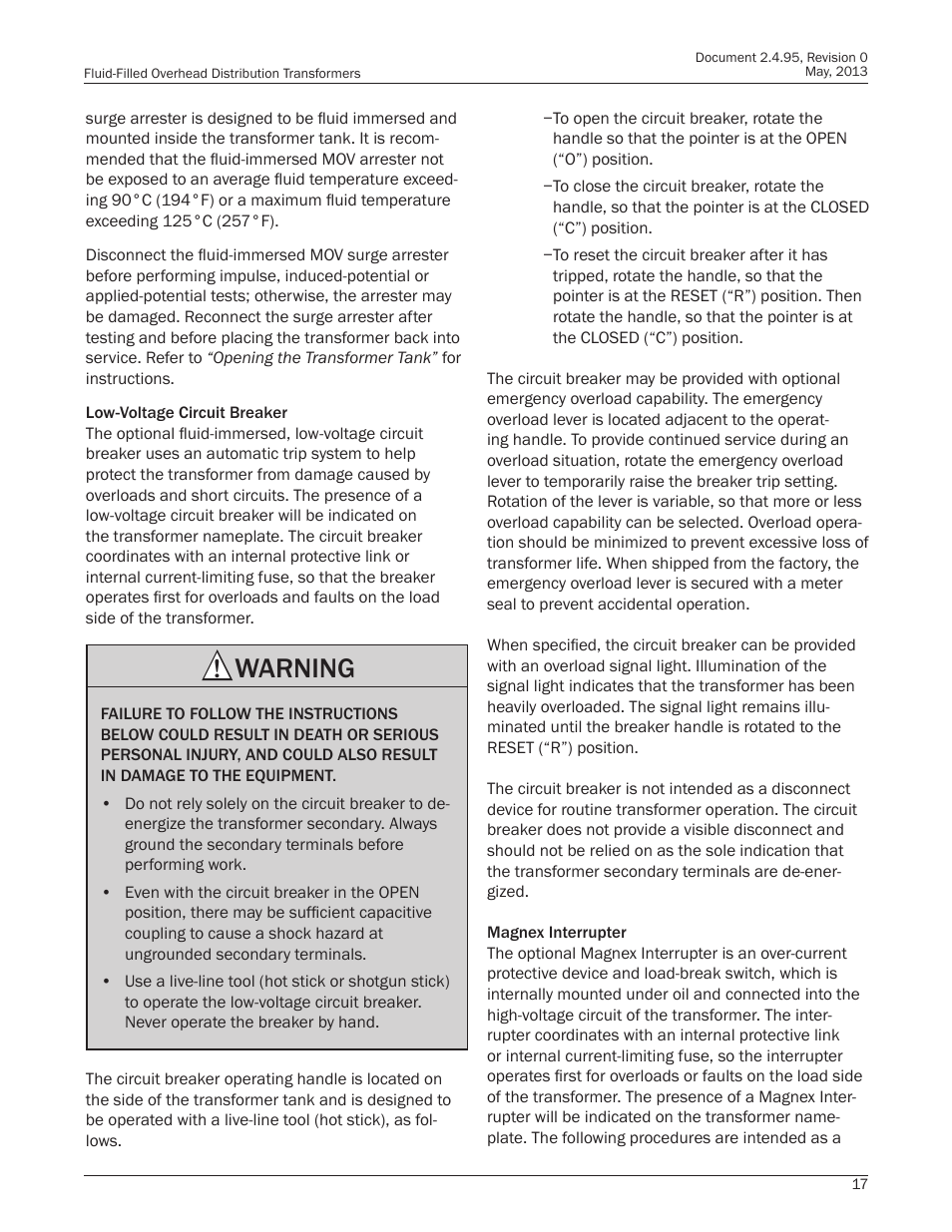 Warning | Howard HI-102 Overhead Transformer User Manual | Page 17 / 32