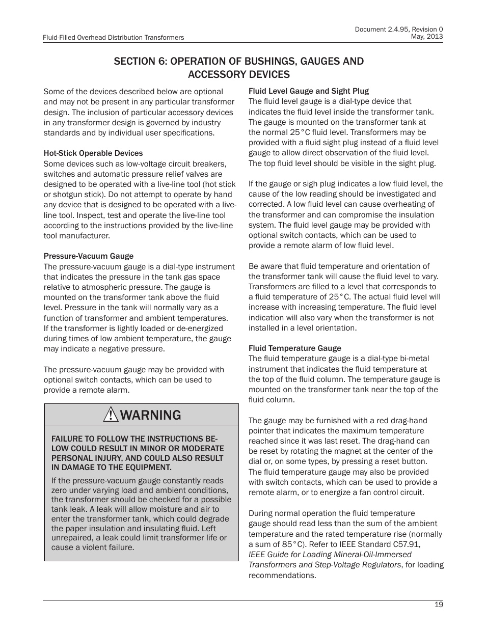 Warning | Howard HI-102 Overhead Transformer User Manual | Page 19 / 32