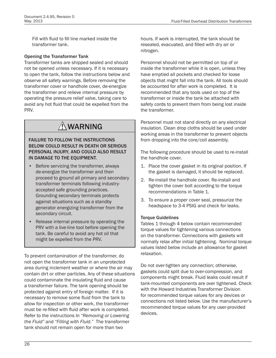 Warning | Howard HI-102 Overhead Transformer User Manual | Page 26 / 32