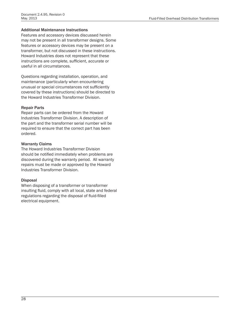 Howard HI-102 Overhead Transformer User Manual | Page 28 / 32