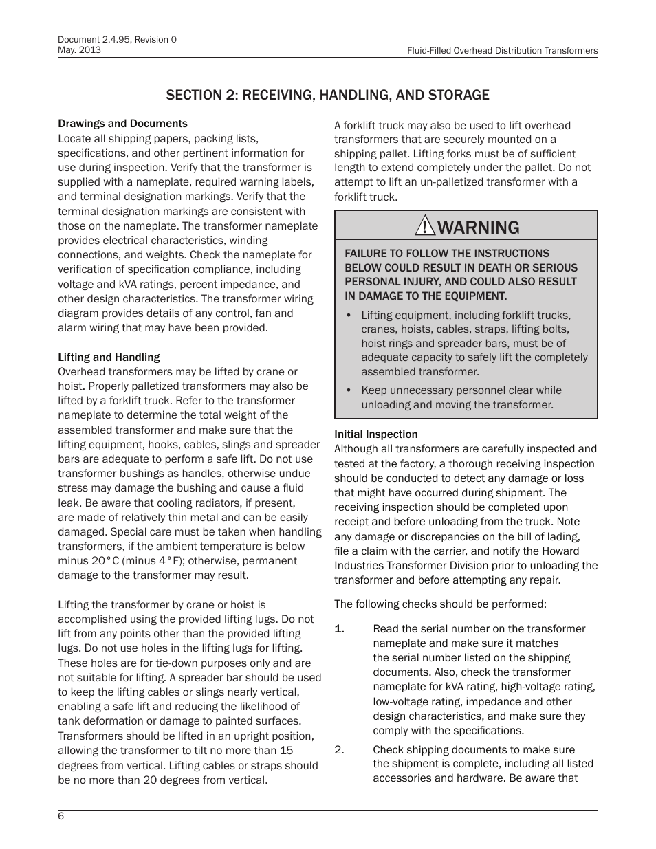 Warning | Howard HI-102 Overhead Transformer User Manual | Page 6 / 32
