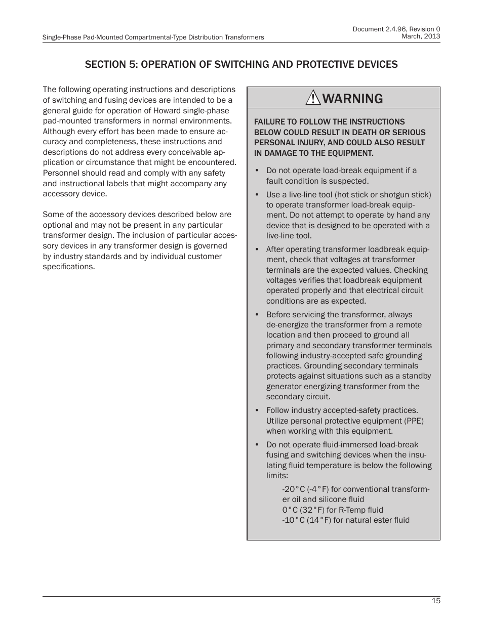 Warning | Howard HI-104 Single-Phase Pad Transformer User Manual | Page 15 / 36