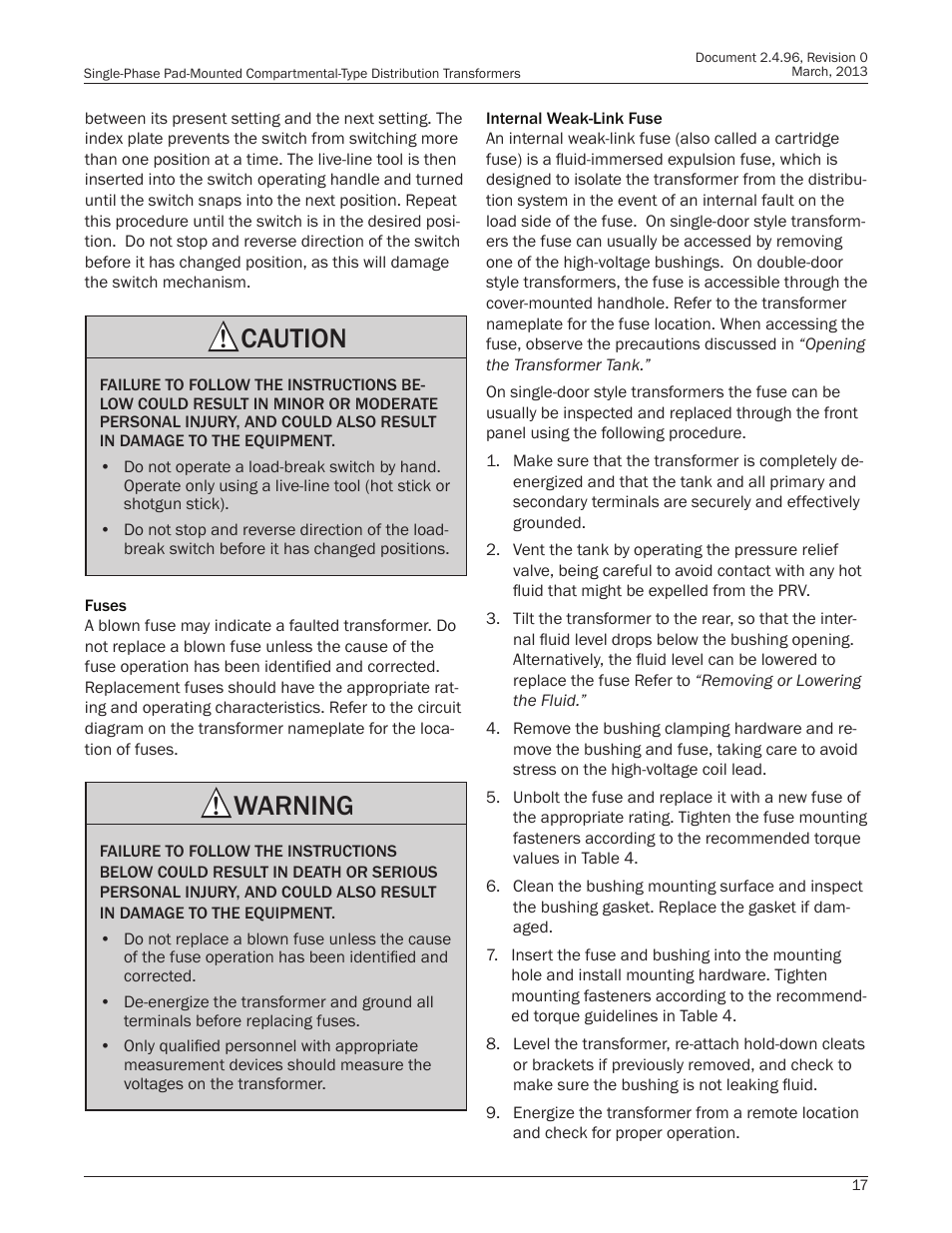 Caution, Warning | Howard HI-104 Single-Phase Pad Transformer User Manual | Page 17 / 36