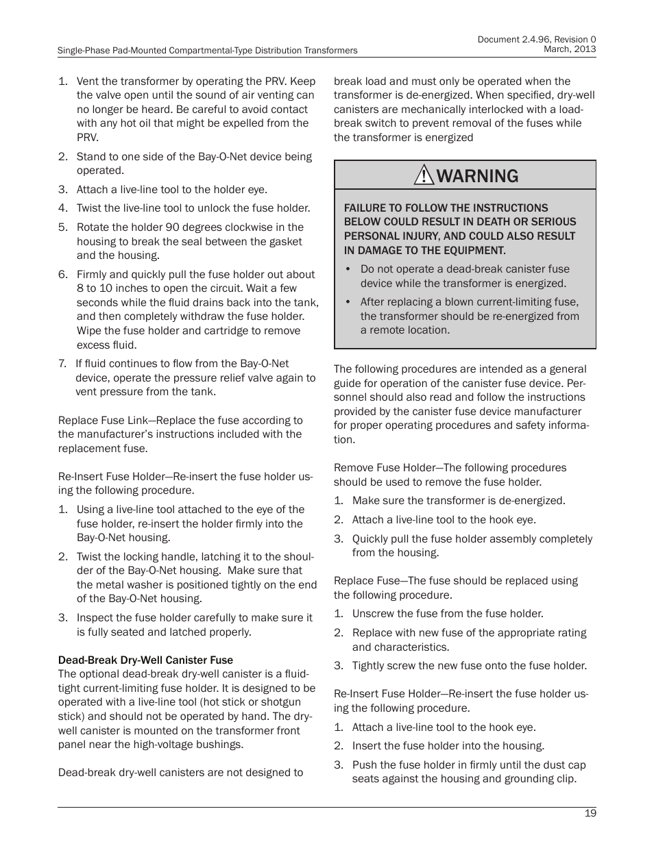 Warning | Howard HI-104 Single-Phase Pad Transformer User Manual | Page 19 / 36