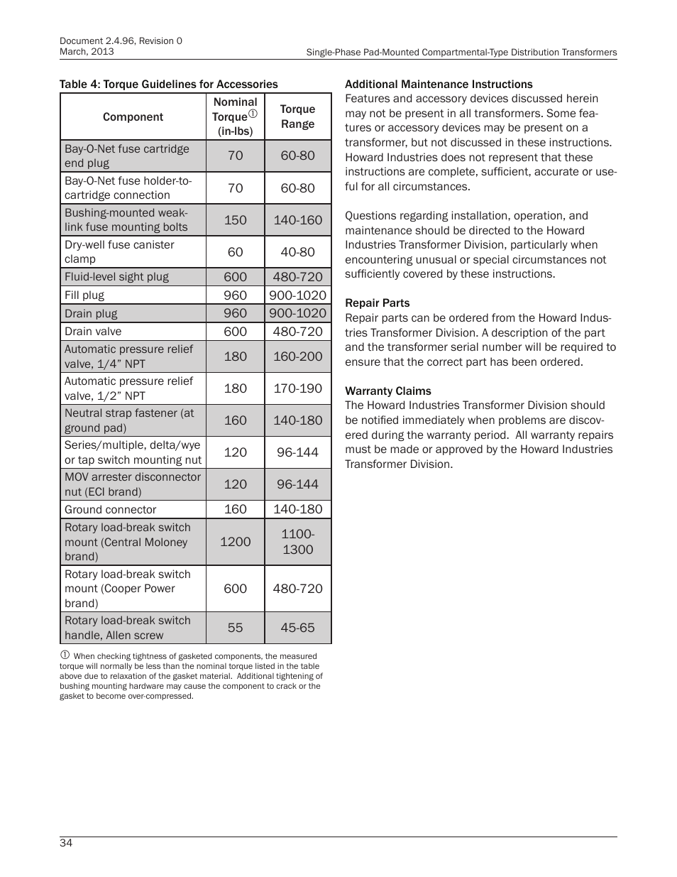 Howard HI-104 Single-Phase Pad Transformer User Manual | Page 34 / 36