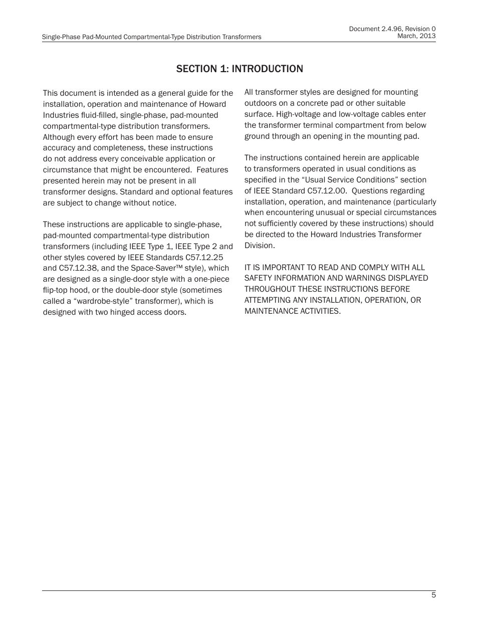 Howard HI-104 Single-Phase Pad Transformer User Manual | Page 5 / 36