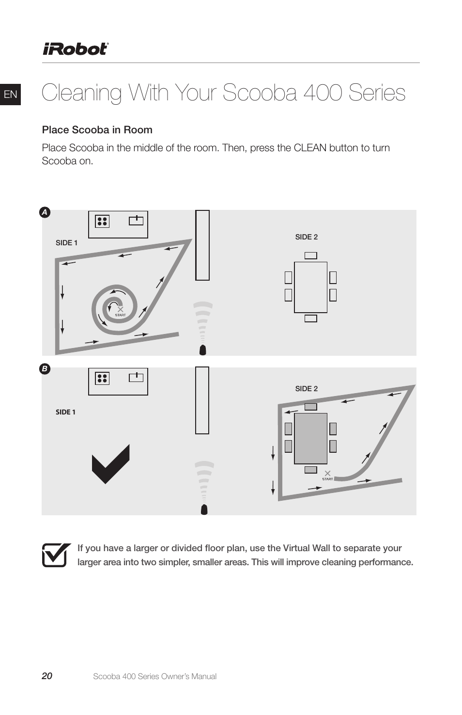 Cleaning with your scooba 400 series | iRobot Scooba 400 Series User Manual | Page 20 / 32