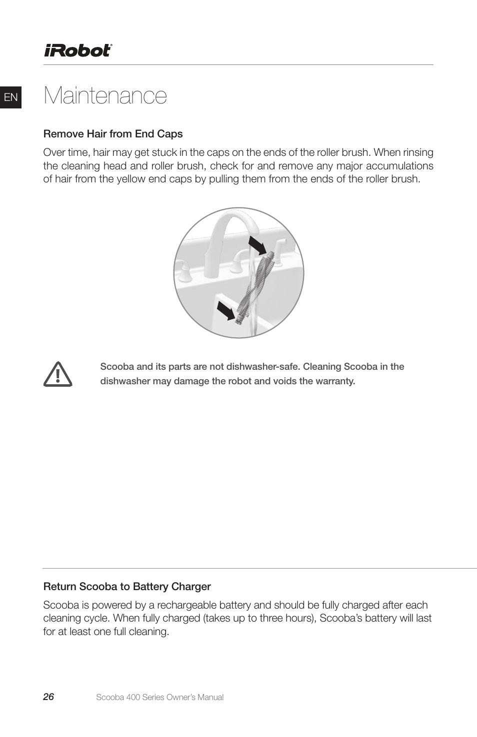 Maintenance | iRobot Scooba 400 Series User Manual | Page 26 / 32