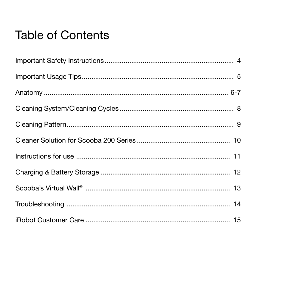 iRobot Scooba 200 Series User Manual | Page 3 / 17