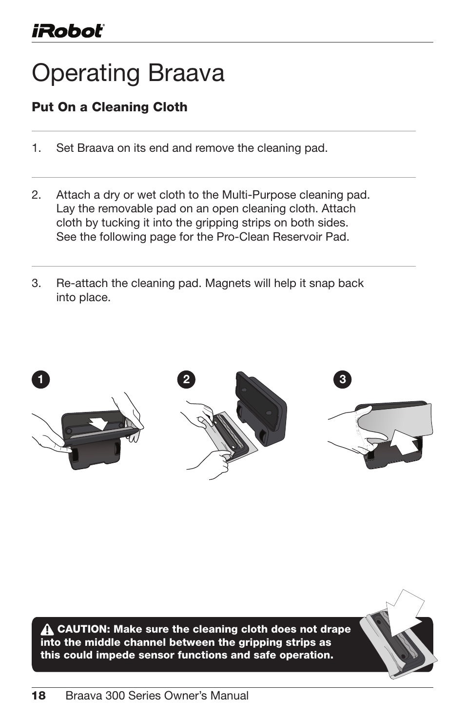 Operating braava | iRobot Braava 300 Series User Manual | Page 18 / 28