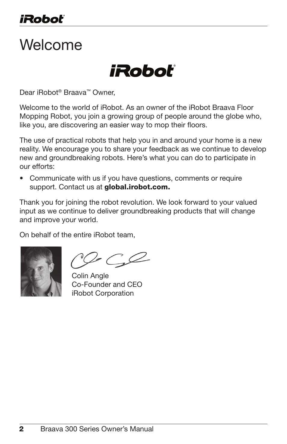 Welcome | iRobot Braava 300 Series User Manual | Page 2 / 28