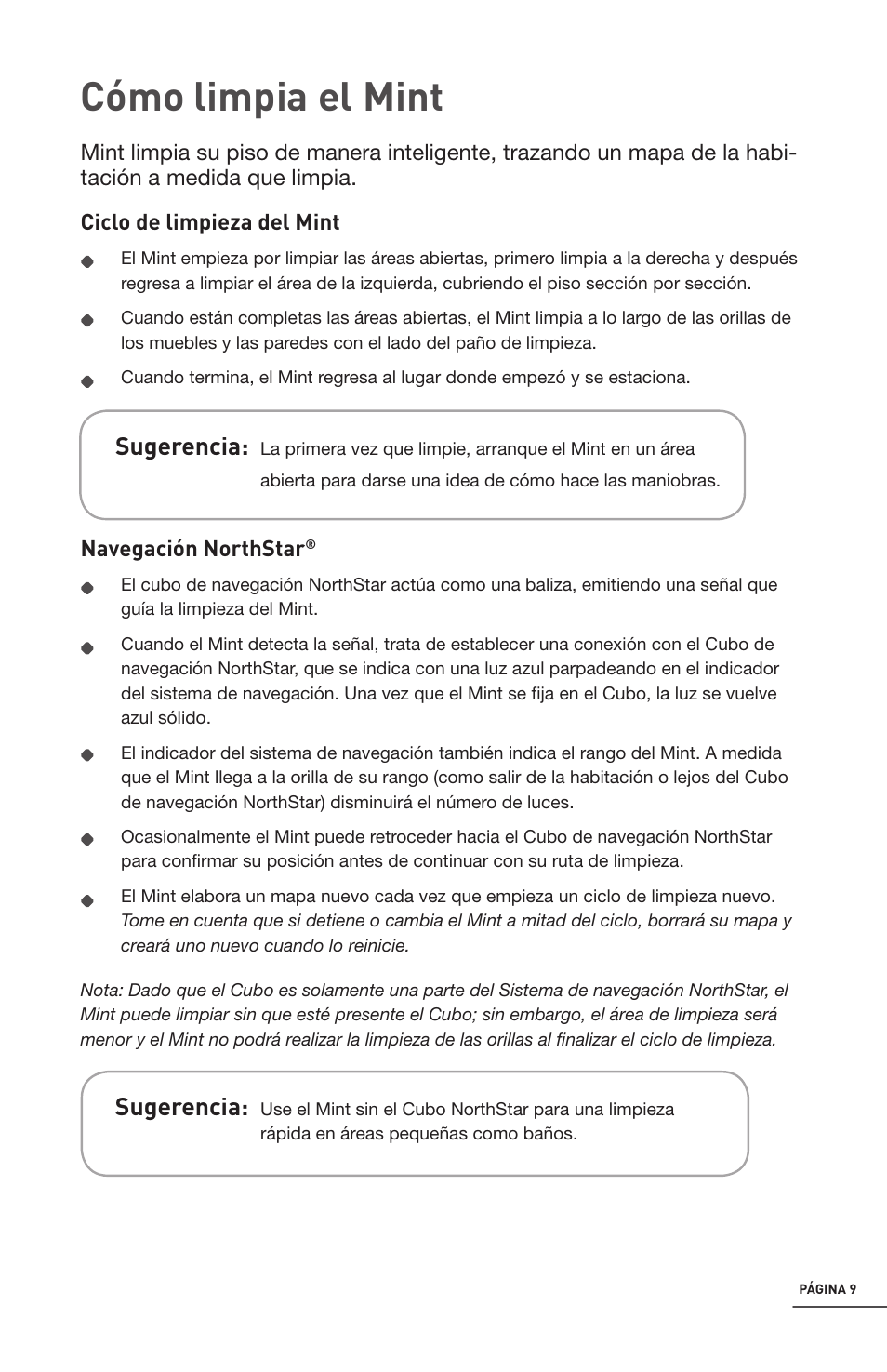 Cómo limpia el mint, Sugerencia | iRobot Mint 4200 User Manual | Page 37 / 84