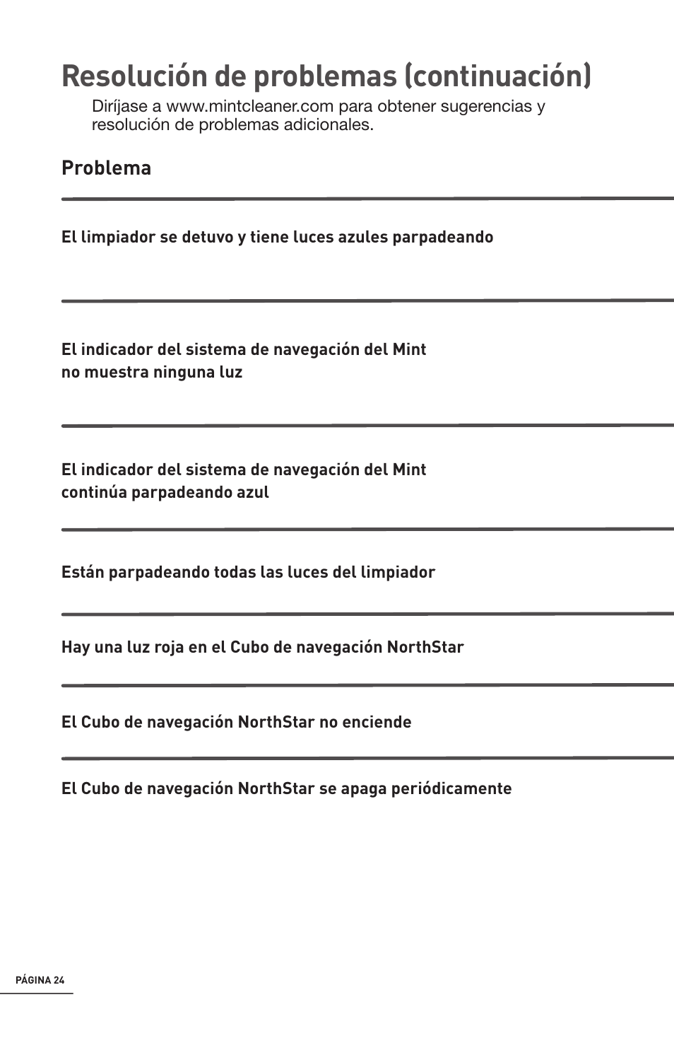 Resolución de problemas (continuación) | iRobot Mint 4200 User Manual | Page 52 / 84