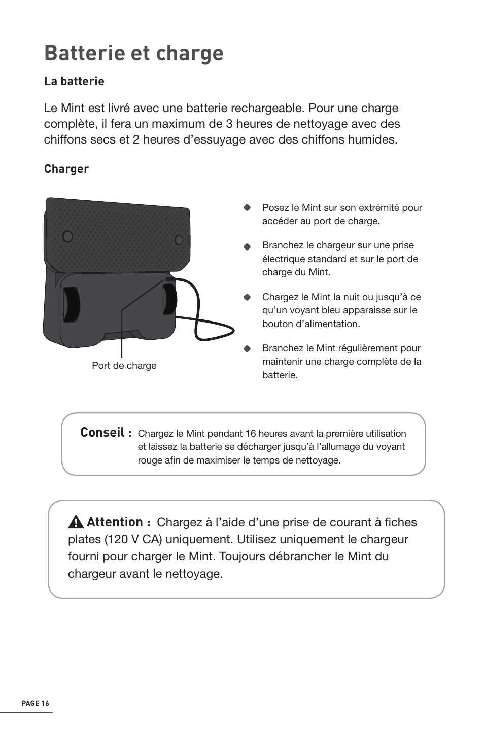 Batterie et charge | iRobot Mint 4200 User Manual | Page 72 / 84