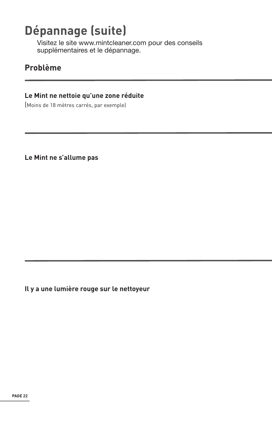 Dépannage (suite) | iRobot Mint 4200 User Manual | Page 78 / 84