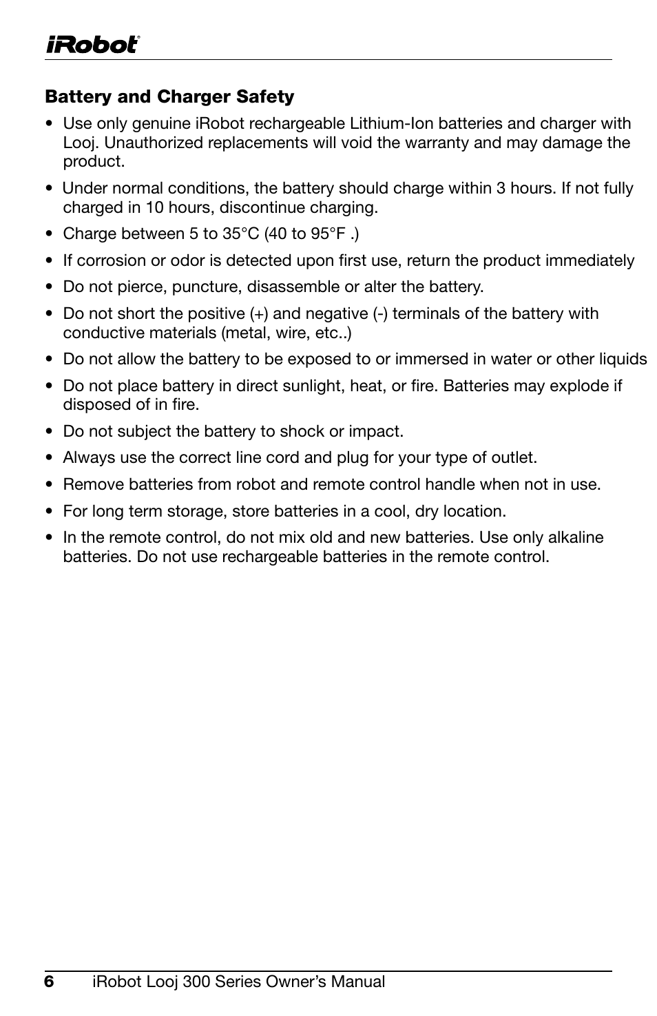 iRobot Looj 330 User Manual | Page 6 / 28