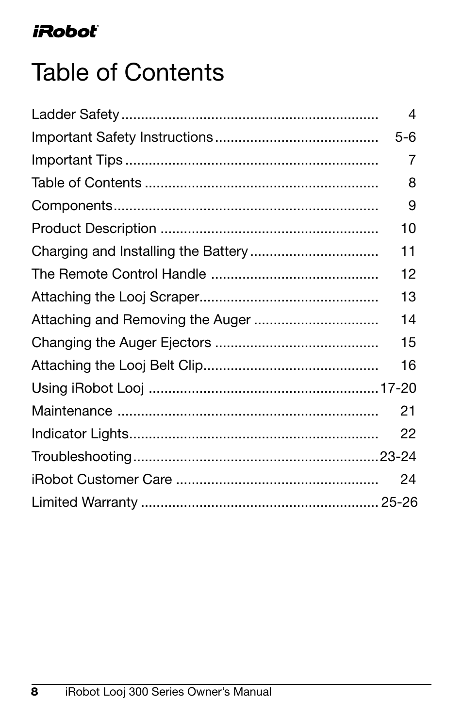 iRobot Looj 330 User Manual | Page 8 / 28