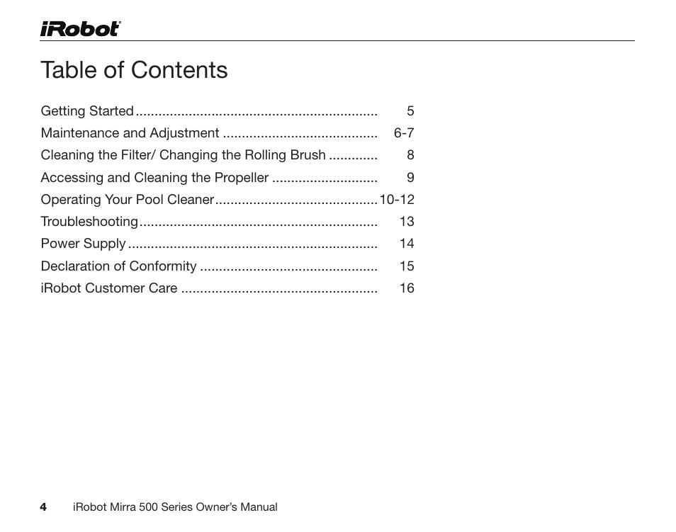 iRobot Mirra 530 User Manual | Page 4 / 16