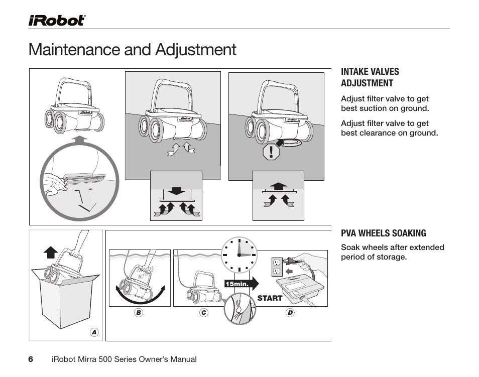 Maintenance and adjustment | iRobot Mirra 530 User Manual | Page 6 / 16