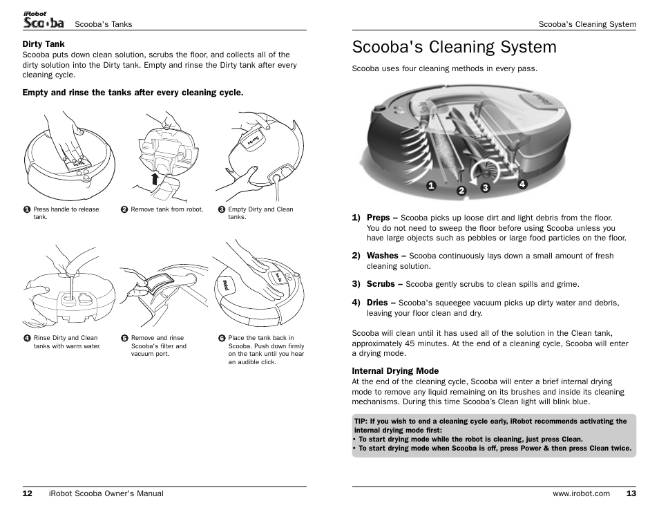 Scooba's cleaning system | iRobot Scooba 390 Series User Manual | Page 22 / 28