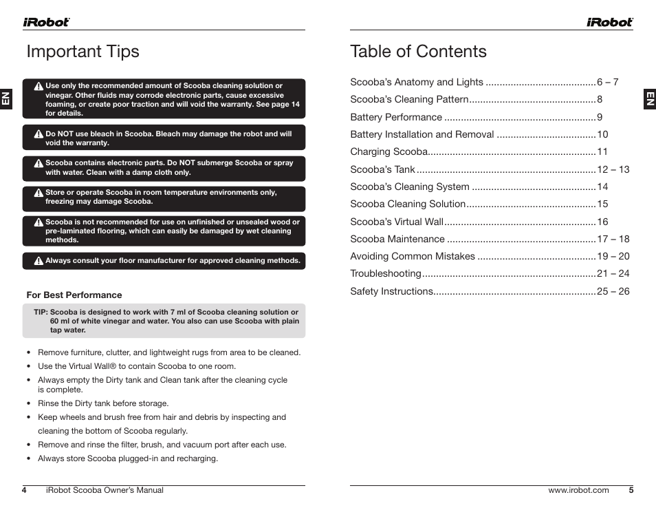 iRobot Scooba 390 Series User Manual | Page 3 / 28