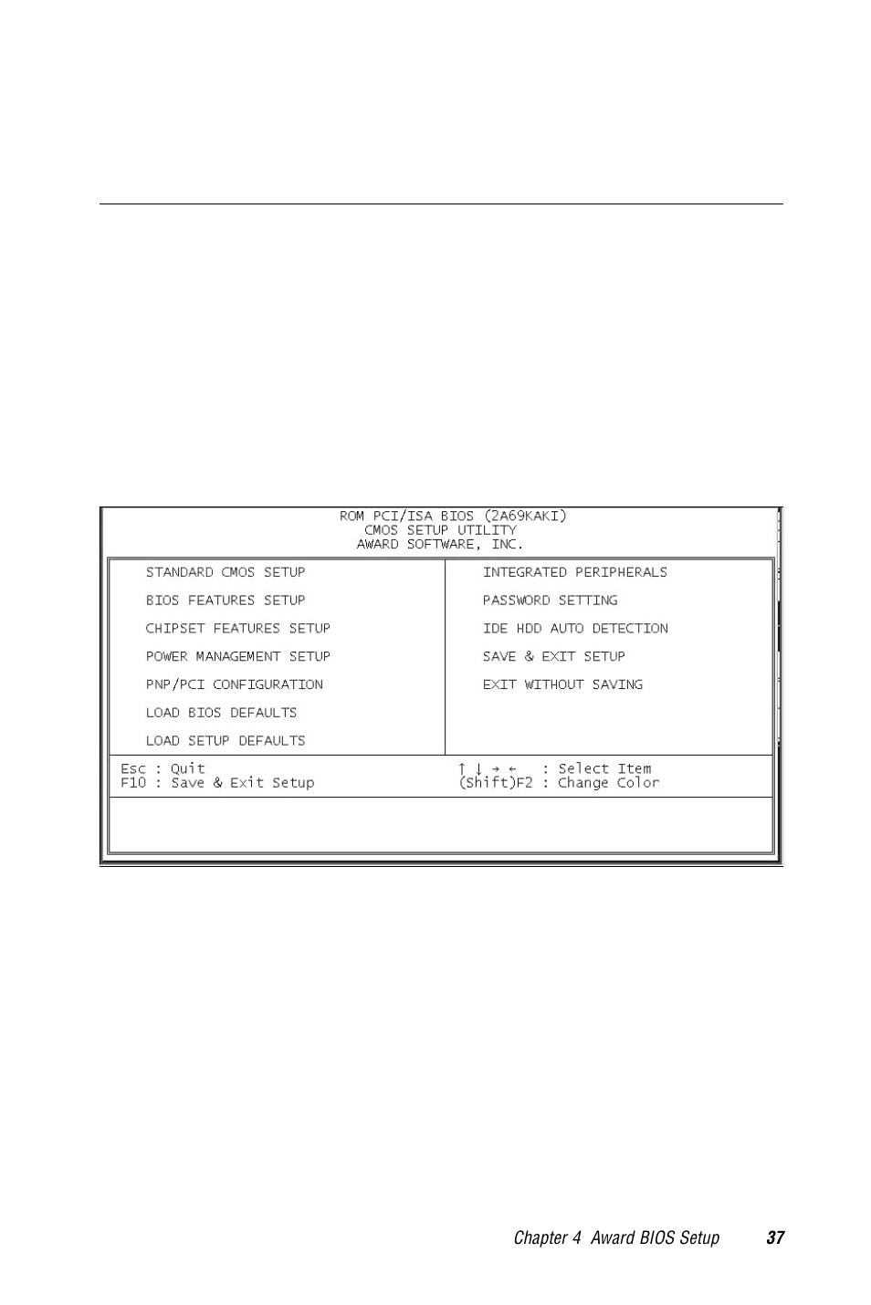 2 award bios setup, 1 entering setup, Figure 4-1: setup program initial screen | 4 dual/simultaneous display | Advantech PCM-9570/S 2006957006 5th Edition User Manual | Page 49 / 128