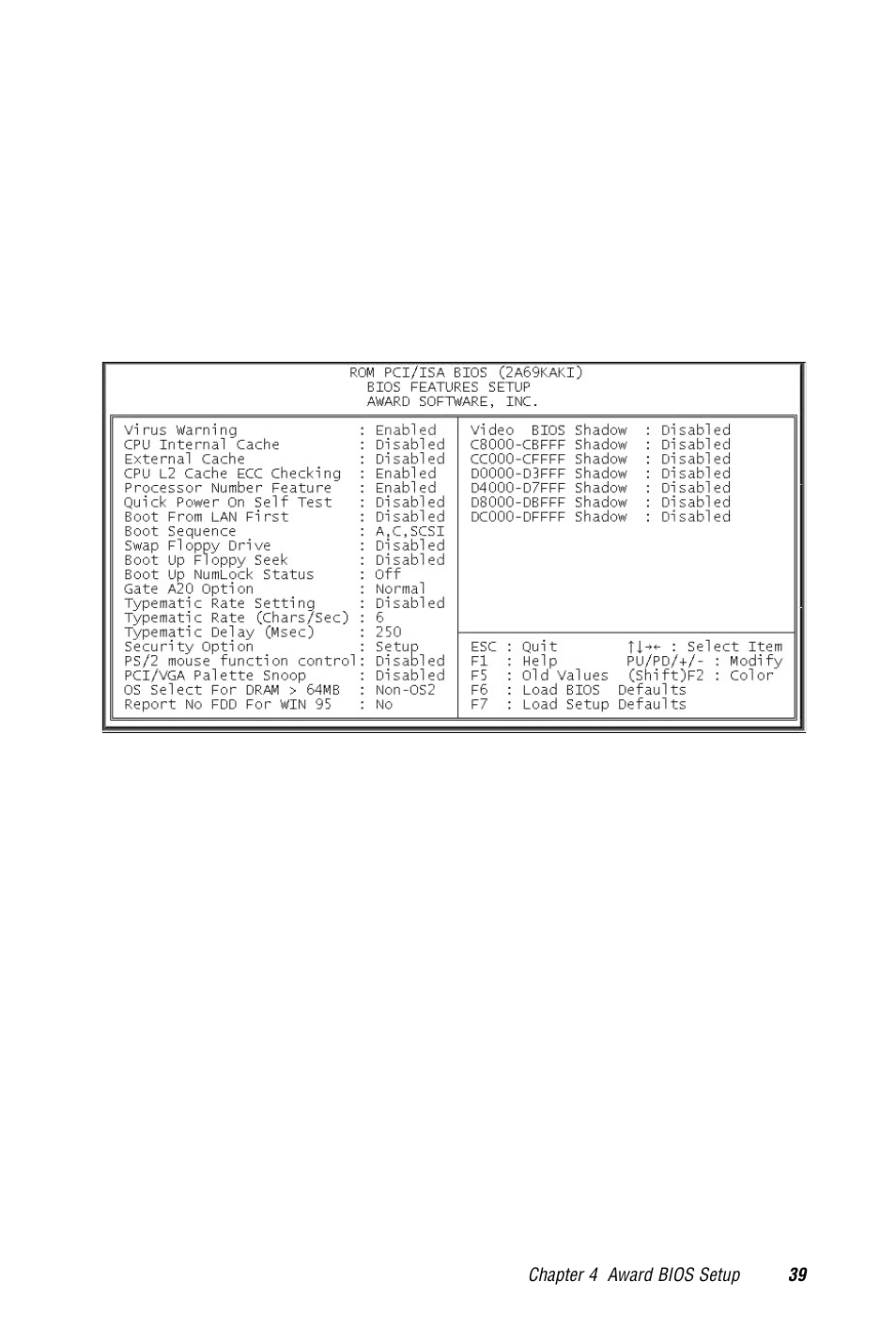 3 bios features setup, Figure 4-3: bios features setup | Advantech PCM-9570/S 2006957006 5th Edition User Manual | Page 51 / 128